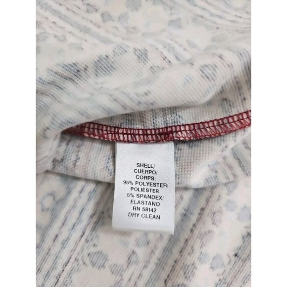 Maggy L Weekend Shift Dress Size 12 Geometric Print 3/4 Sleeve Red Blue Career. - Picture 9 of 9